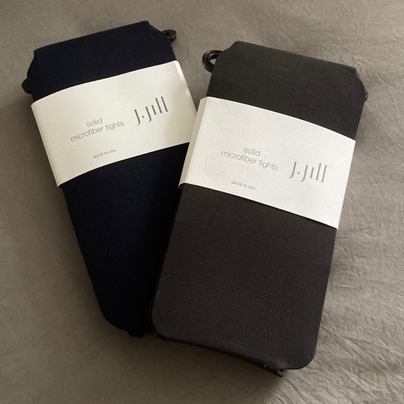 J. Jill Womens Solid Microfiber Tights (set of 2) - Dark Charcoal and Navy Blue - Picture 6 of 6
